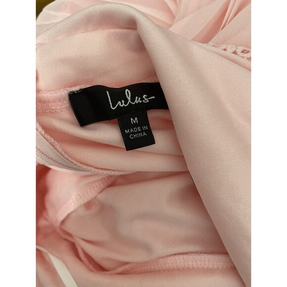 Lulus NWT Allure Pink Pleated Crochet Maxi Dress Wedding Bride Bridesmaid M - Picture 6 of 7